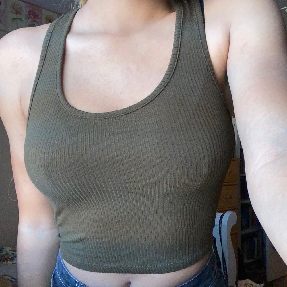 green tank top